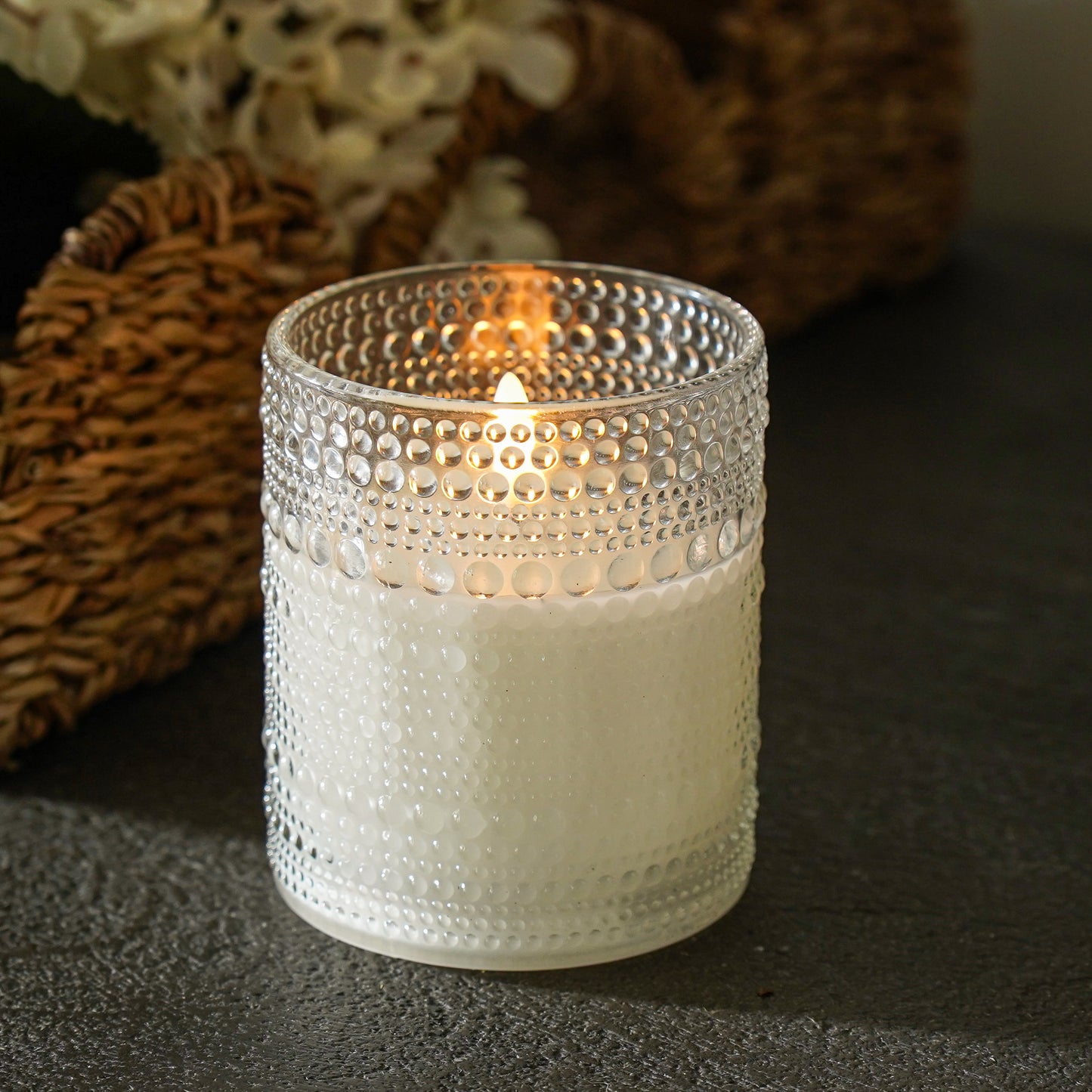 Depression Glass Flameless Candle