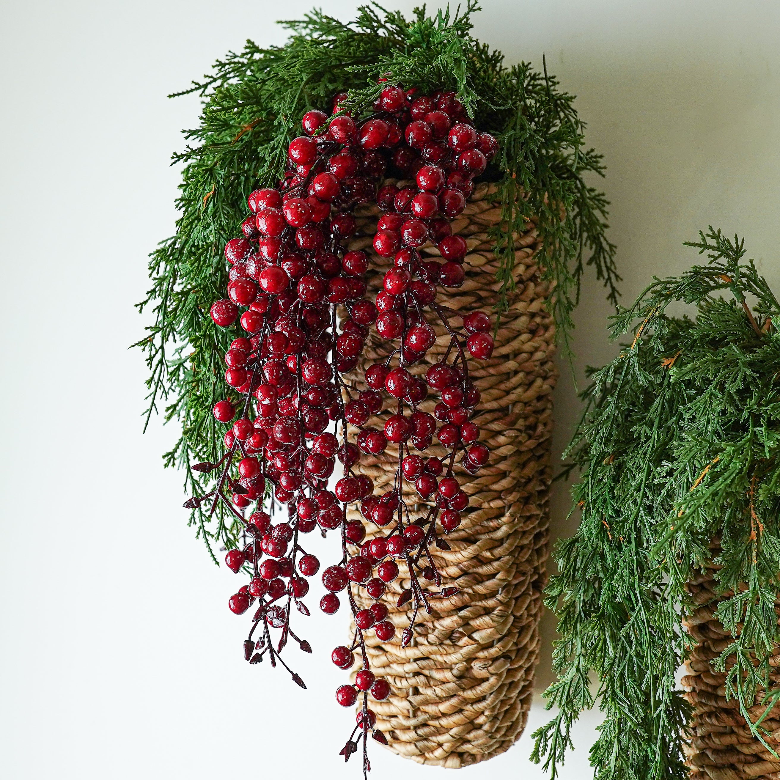 Weatherproof Icy Red Berry Hanging Stem