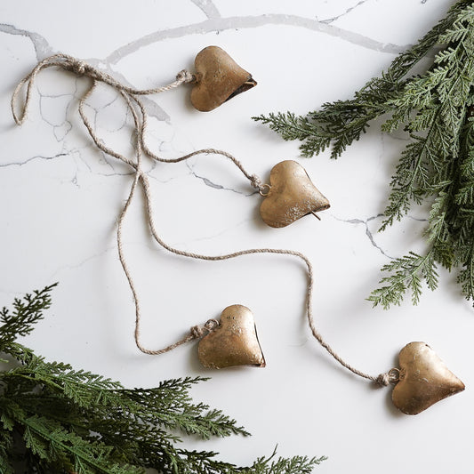 Hanging Metal Hearts on Jute Rope