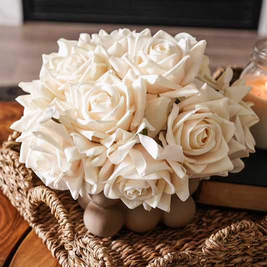 Real Touch White Duchess Rose Stem | Bouquet of 12