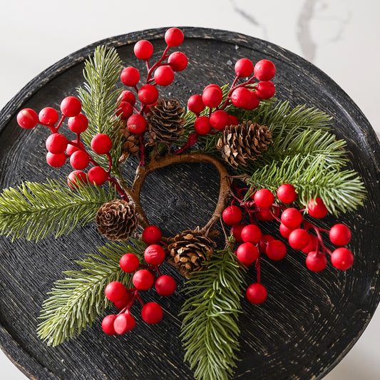 Pinecone & Berry Candle Ring