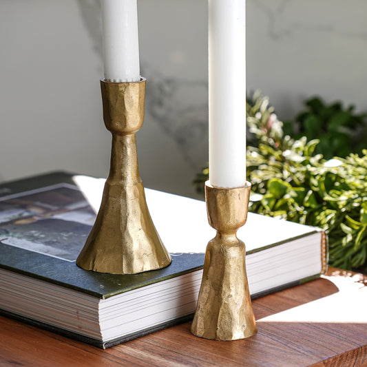 Gold Taper Candle Holder | Set of 2