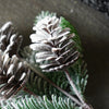 Flocked Fir and Pinecone Stem | Faux Winter Greenery