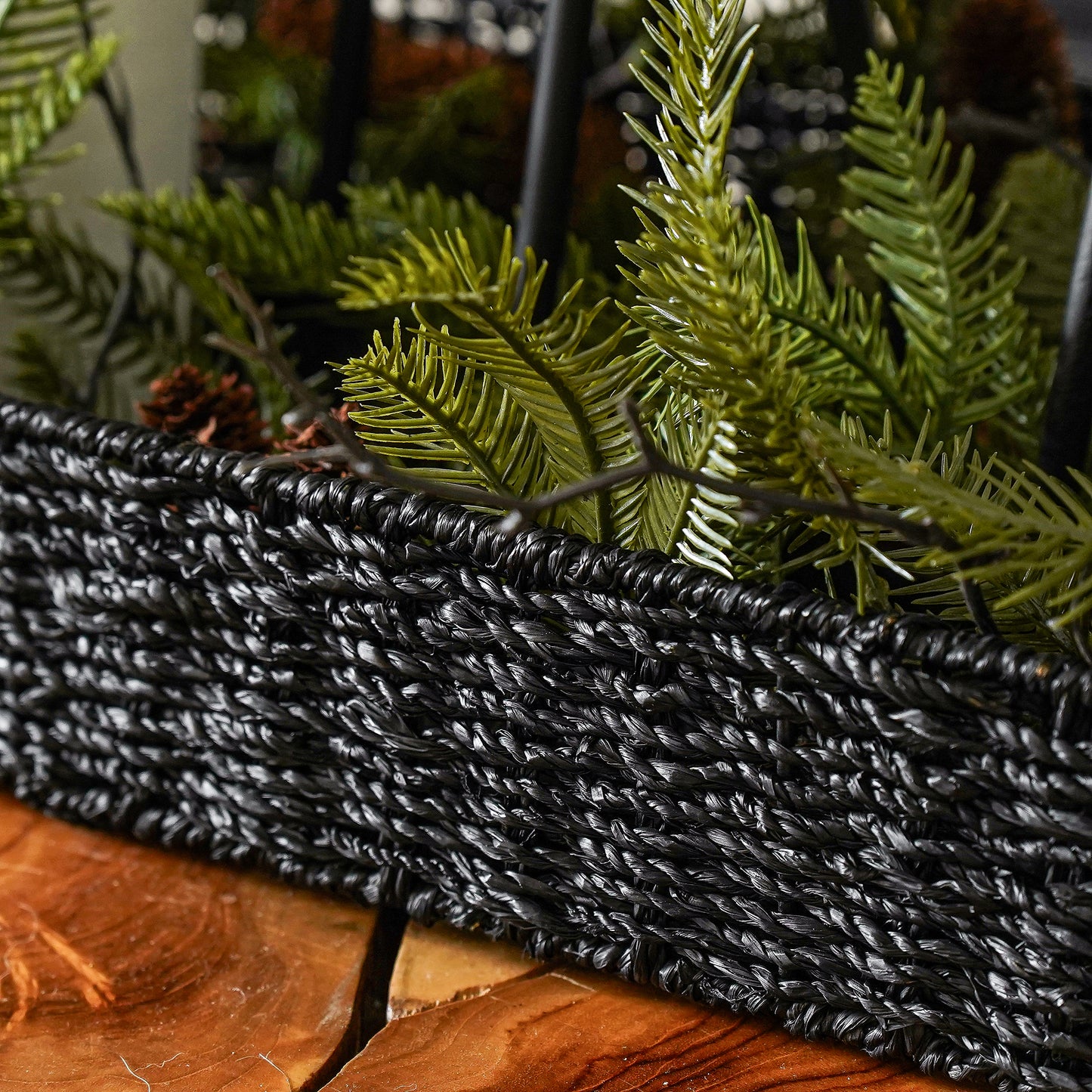 Black Long Woven Tray | Set of 2