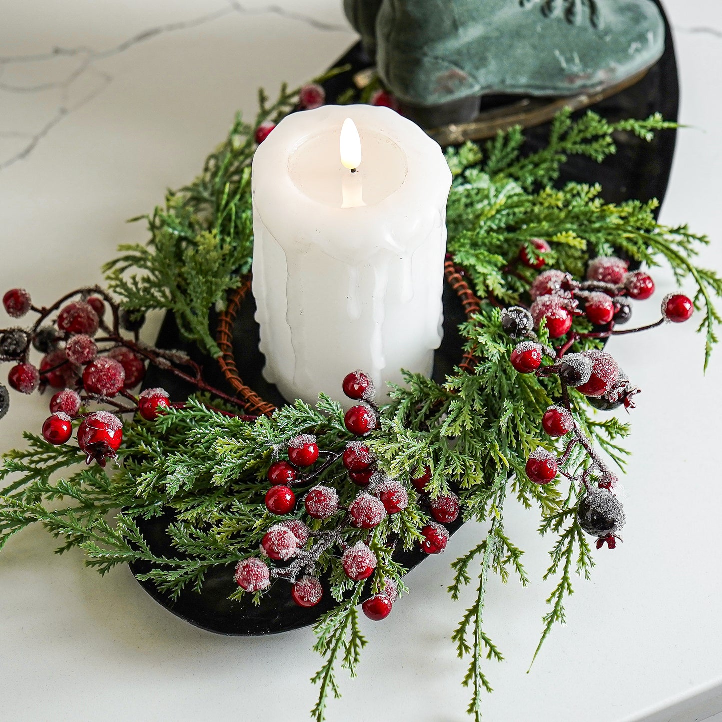 Iced Cypress Pine Candle Ring