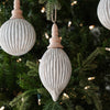 White Distressed Finish Glass Ornament | Set of 6