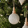 White Distressed Finish Glass Ornament | Set of 6