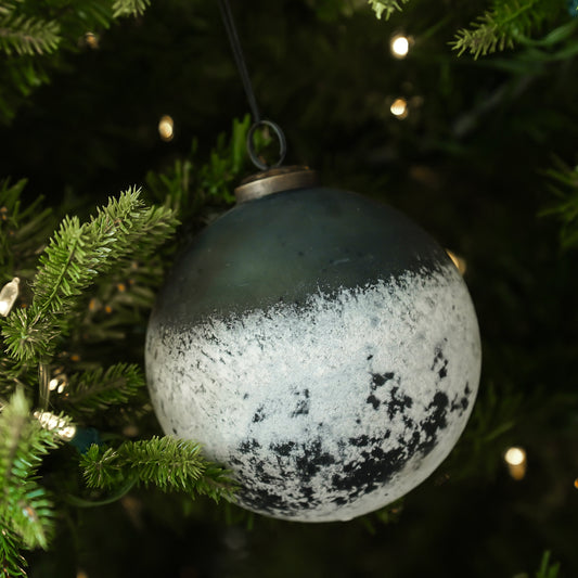 Dark Green and White Glass Ornament