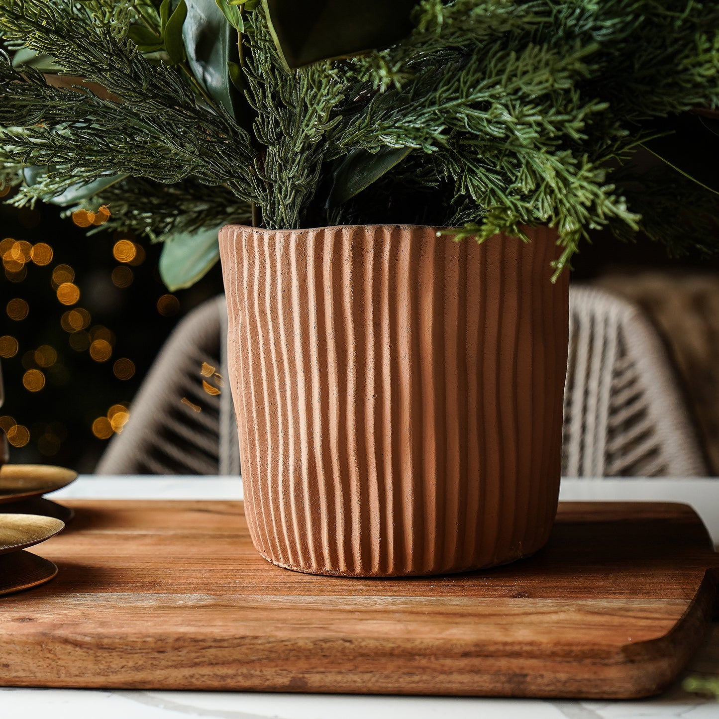 Terra Cotta Ribbed Planter