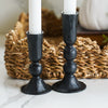 Onyx Black Taper Candle Holder | Set of 2