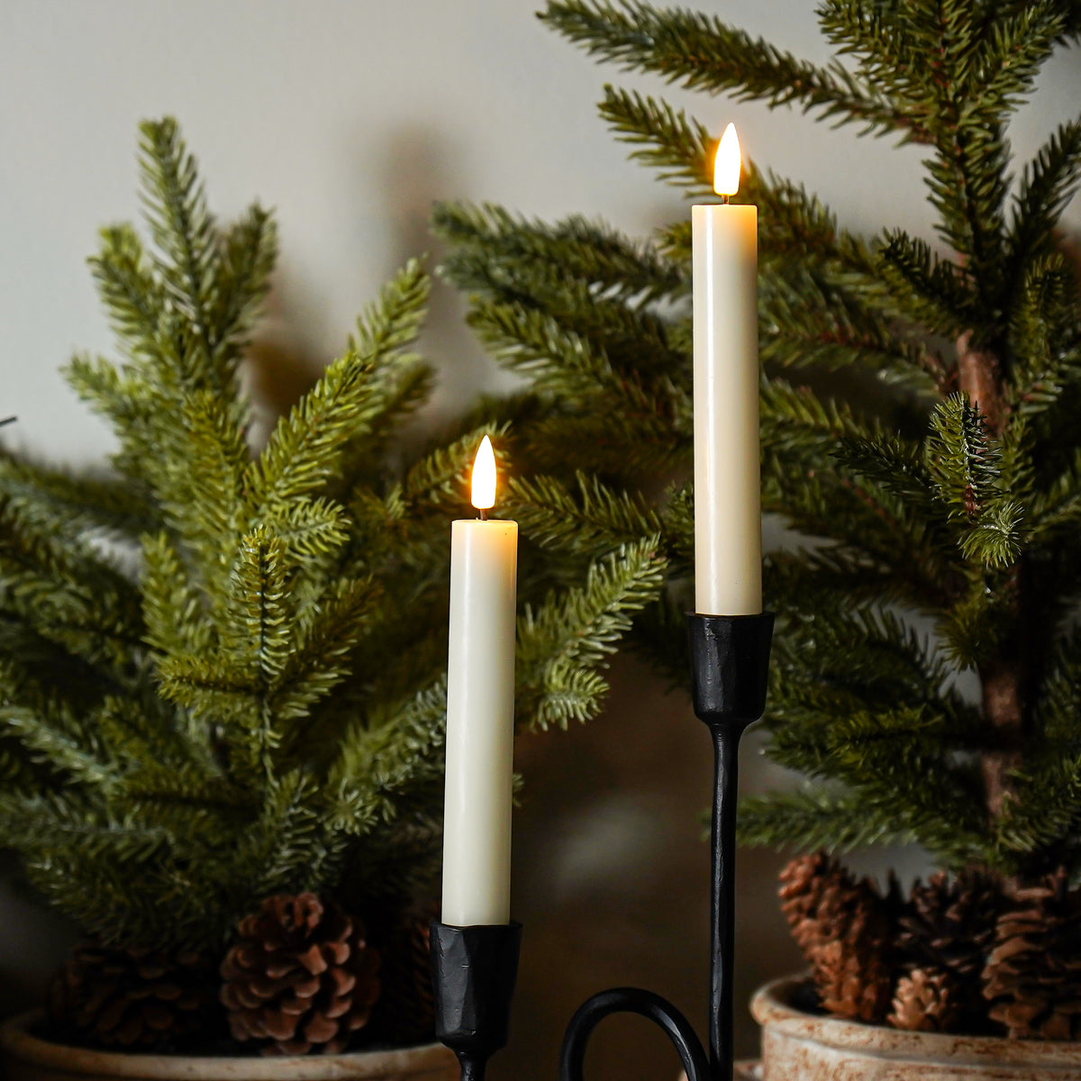 Ivory Flameless Taper Set