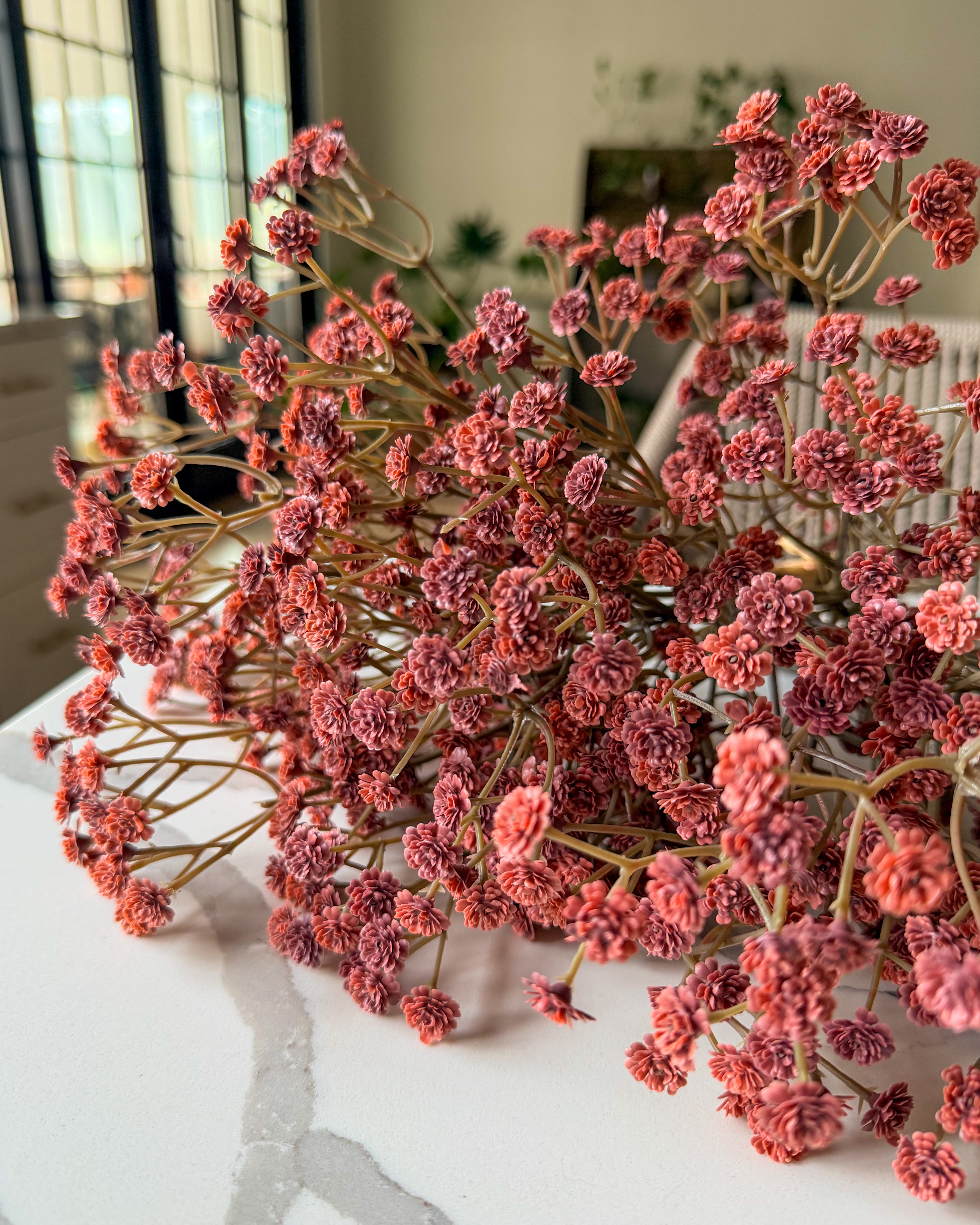 Real Touch Autumn Rose Baby’s Breath Bunch
