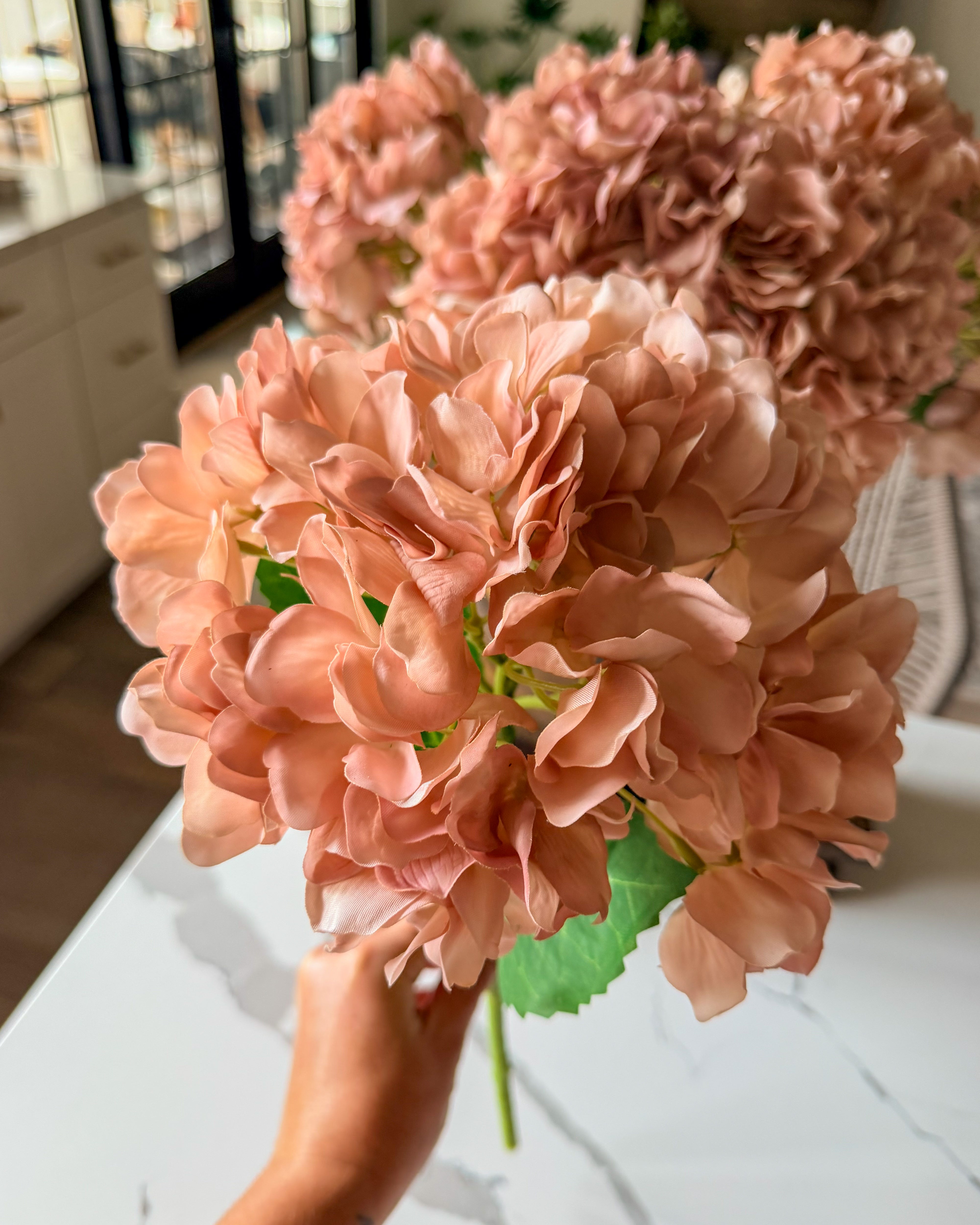 Faded Blush Real Touch Hydrangea Stem