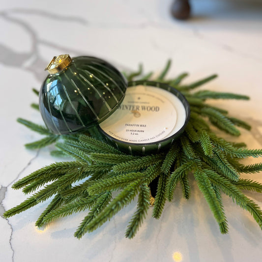 Green Etched Glass Ornament Candle