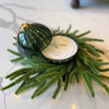 Green Etched Glass Ornament Candle