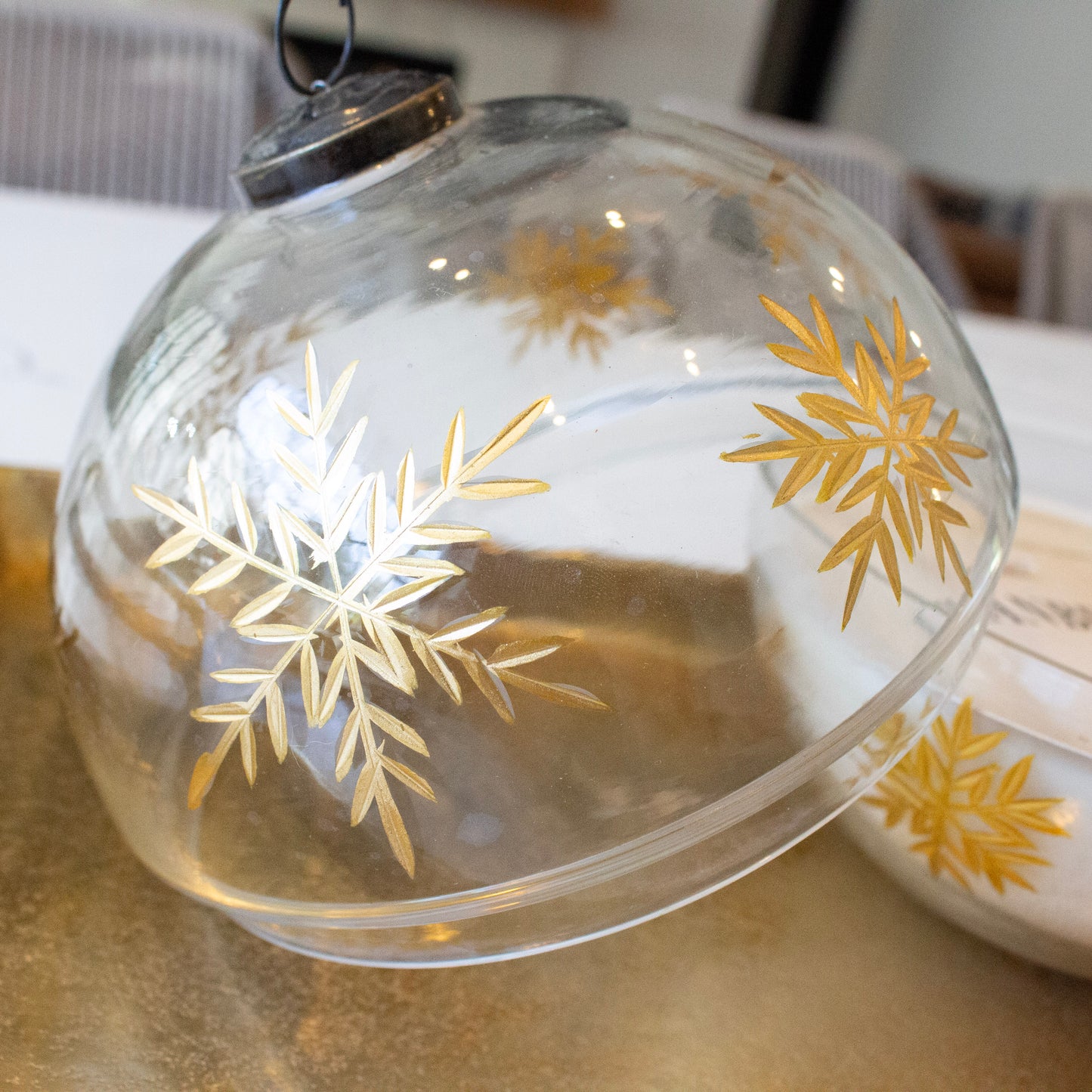 Etched Gold Snowflake Ornament Candle