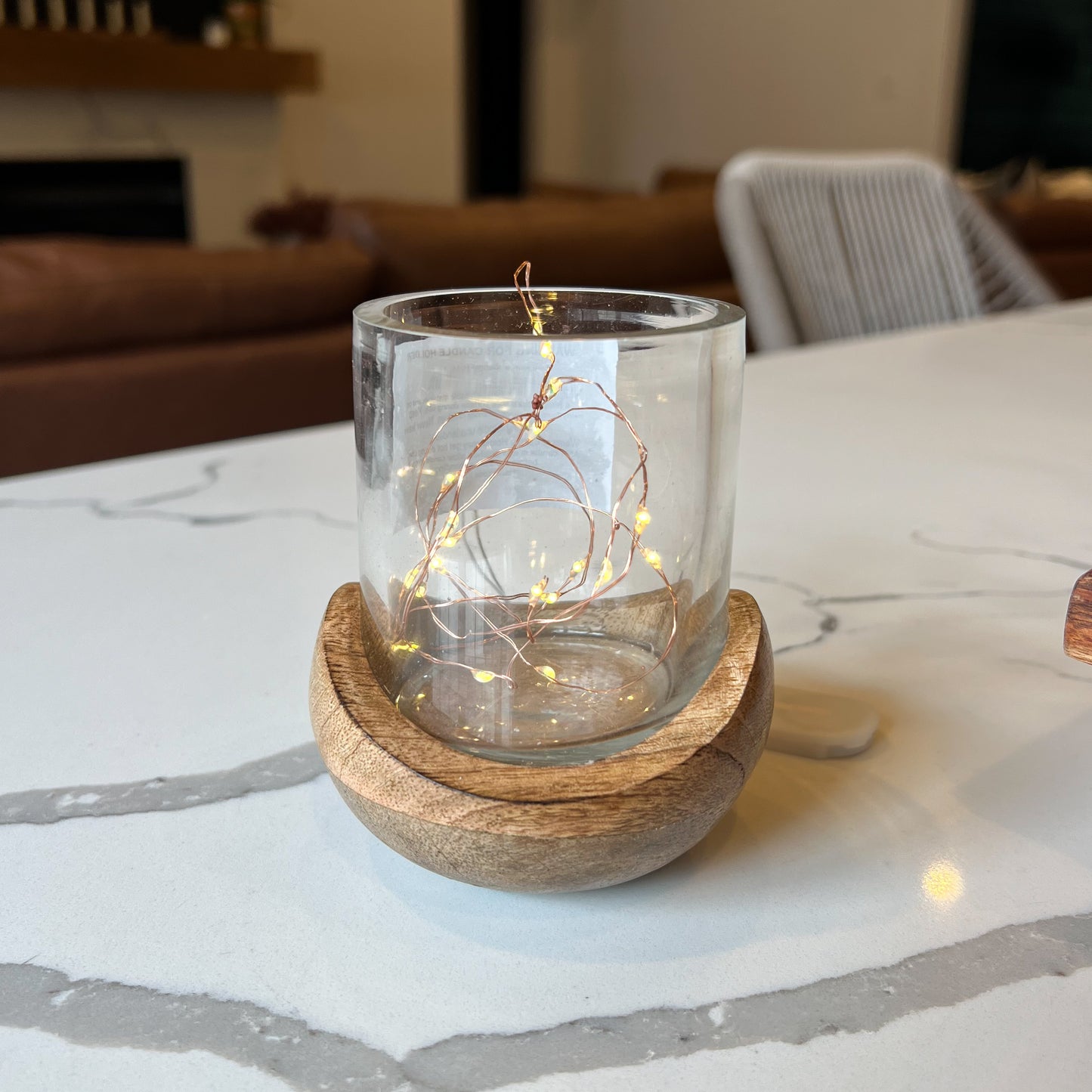 Mango Wood & Glass Hurricane | Small
