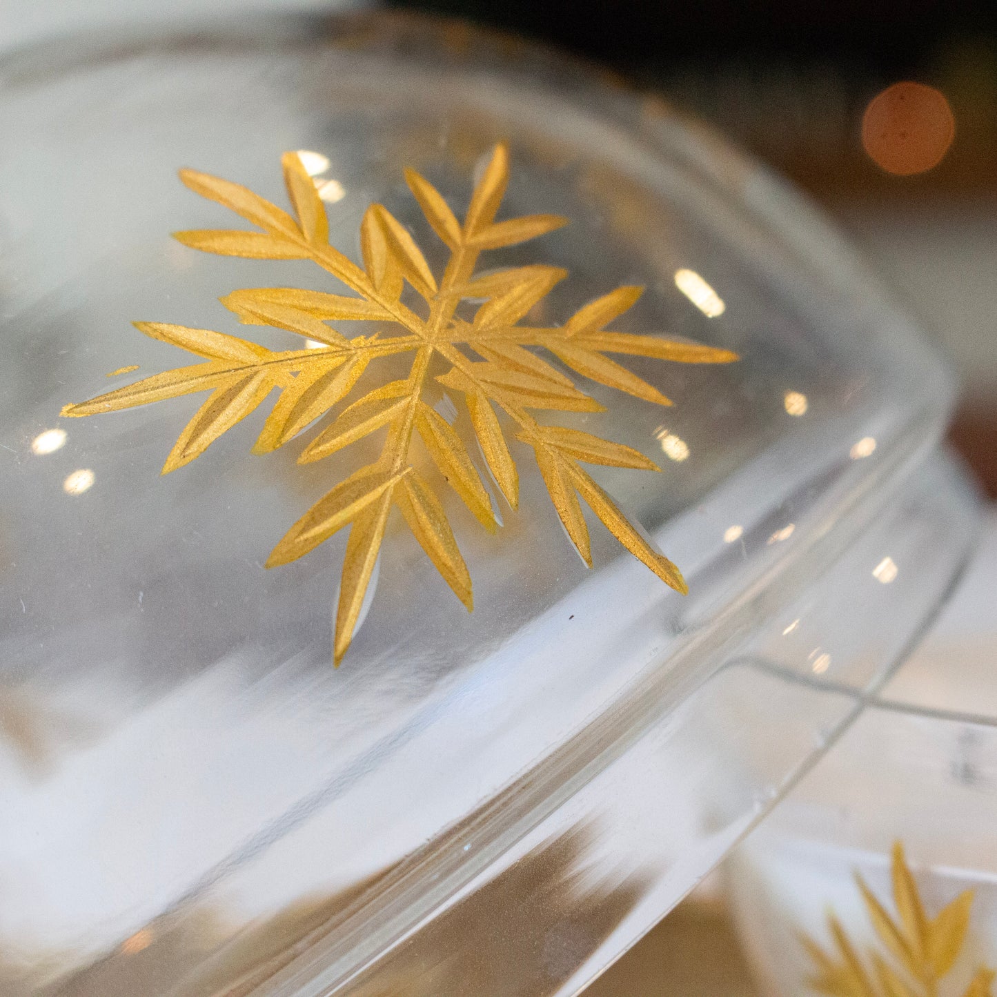 Etched Gold Snowflake Ornament Candle