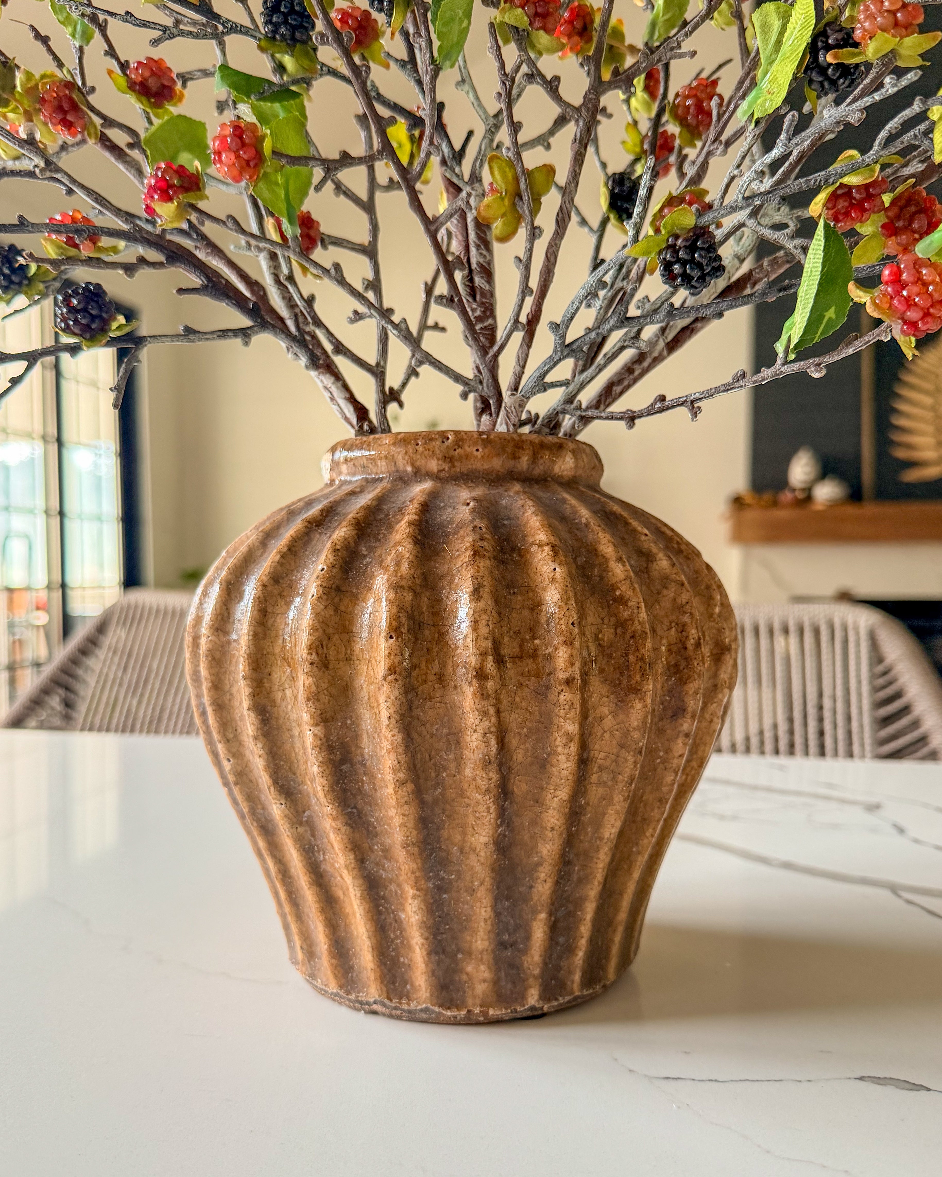Small Brown Aged Terracotta Vase