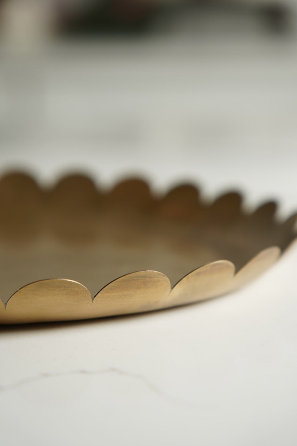 Antique Brass Scalloped Tray