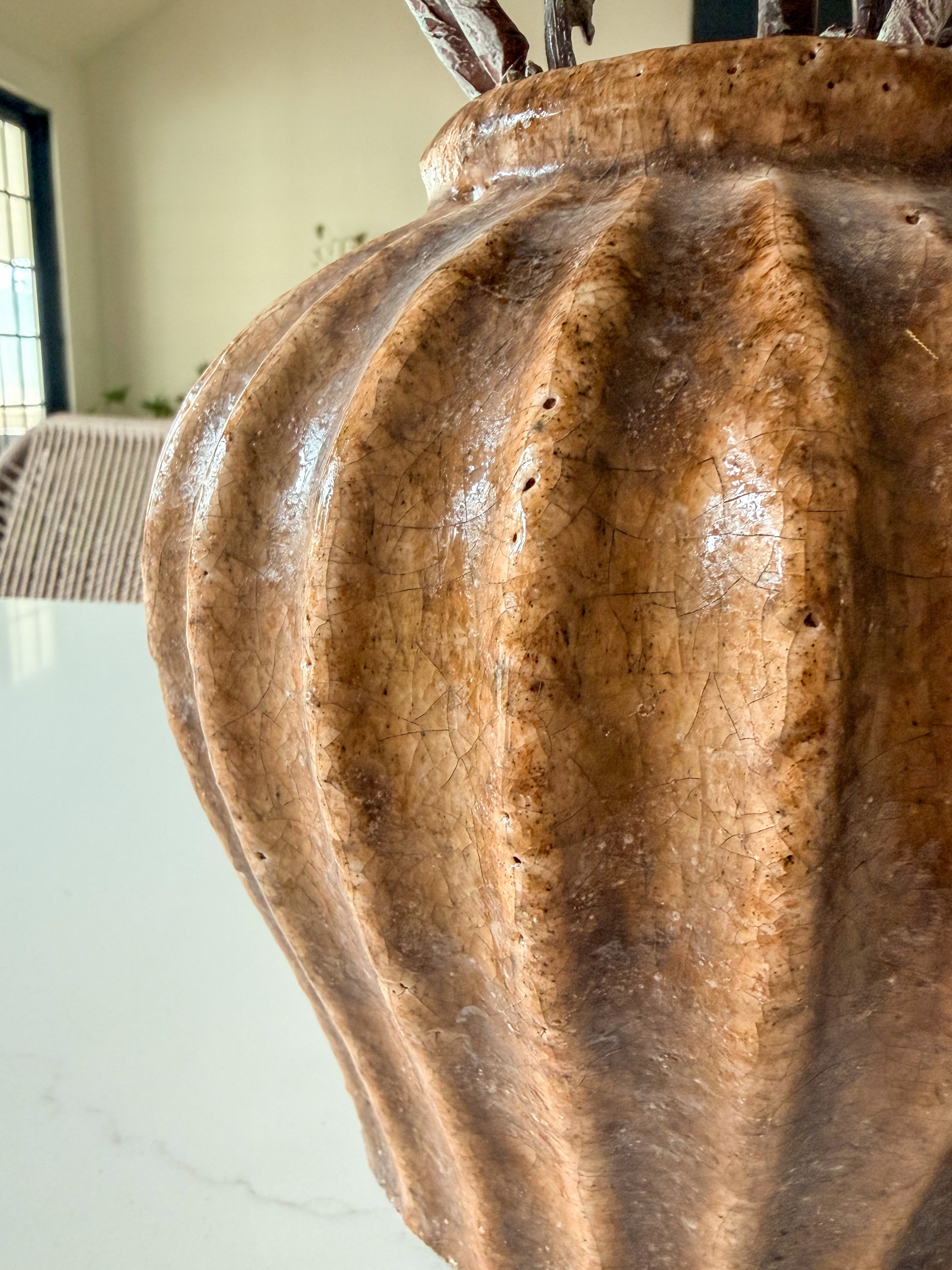 Small Brown Aged Terracotta Vase