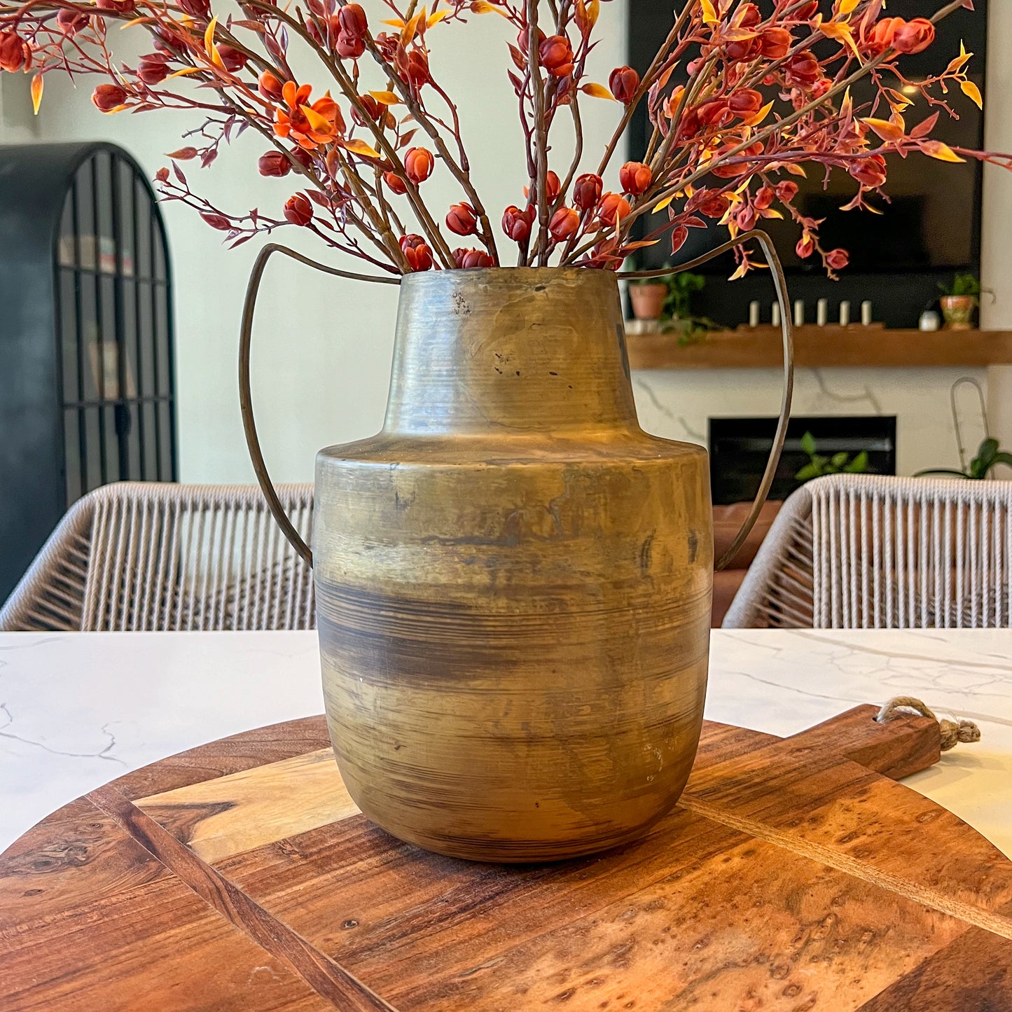 Handled Brass Metal Vase
