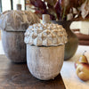 Whitewashed Acorn Container