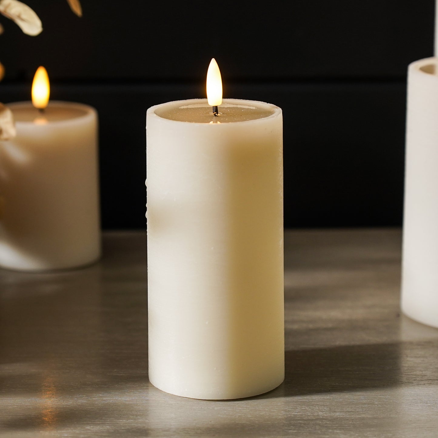 Textured Ivory Melting Effect Flameless Candle