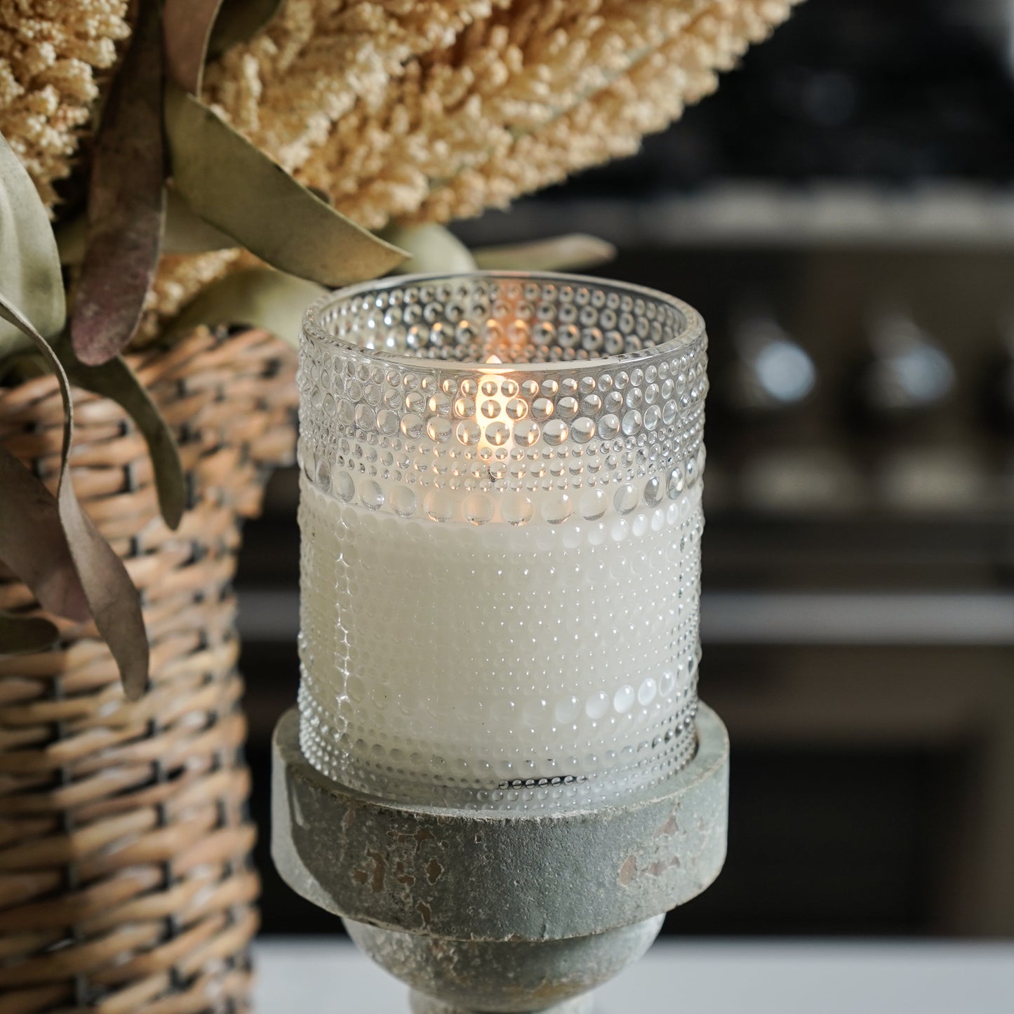 Depression Glass Flameless Candle