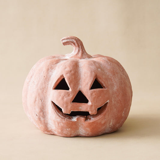 Terracotta Jack-O'-Lantern Pumpkin | Rustic Washed