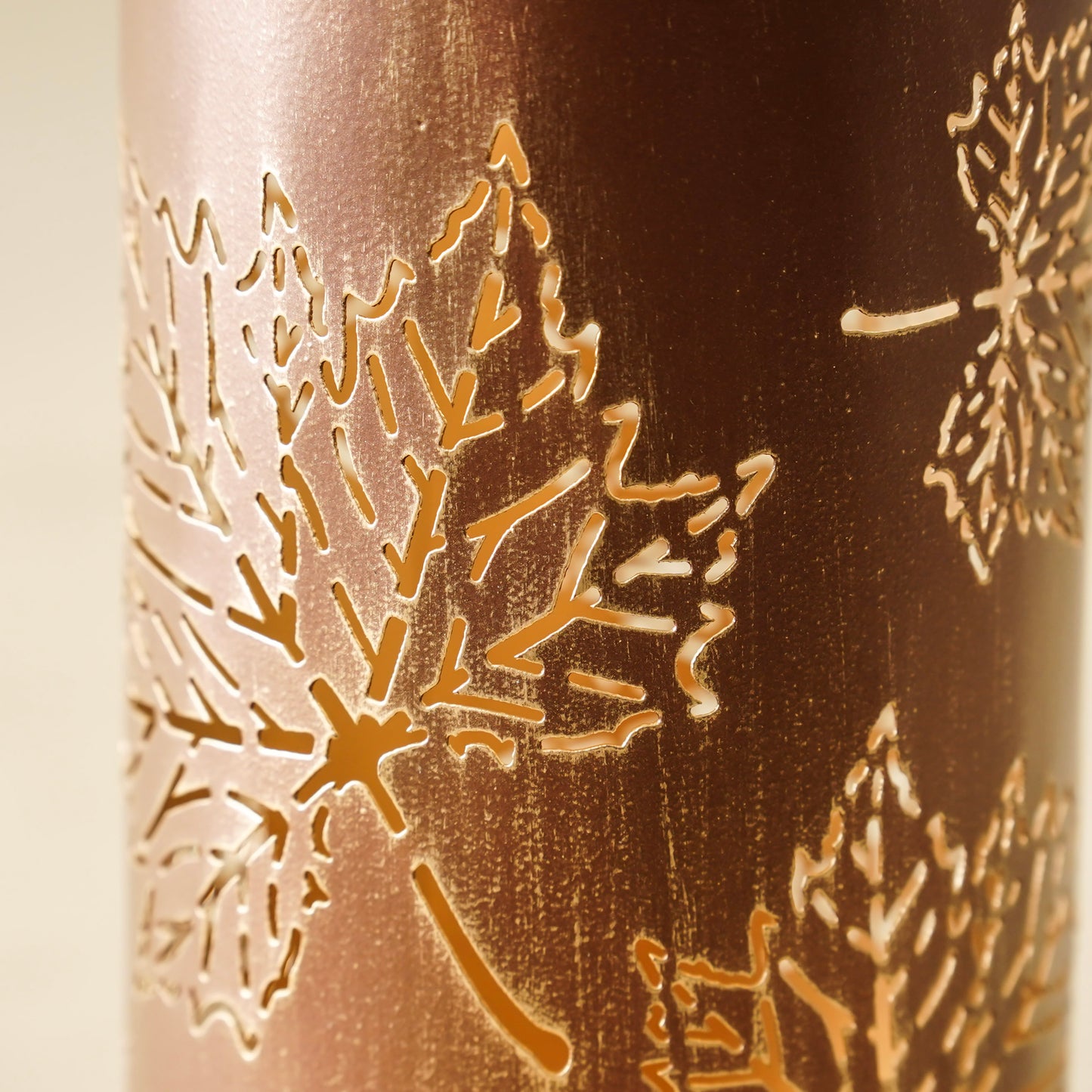 Bronze Maple Leaf Cutout Lanterns | Fall Candle Holders