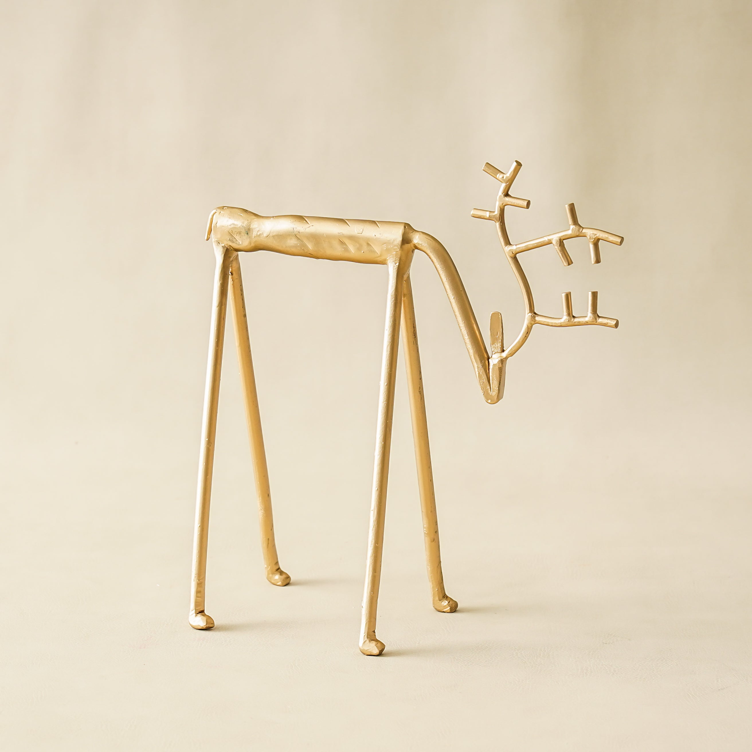 Gold Looking Down Deer Set | Sculptural Holiday Statues (Set of 2)