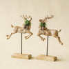 Resin Jumping Reindeer | Set of 2 Holiday Figures