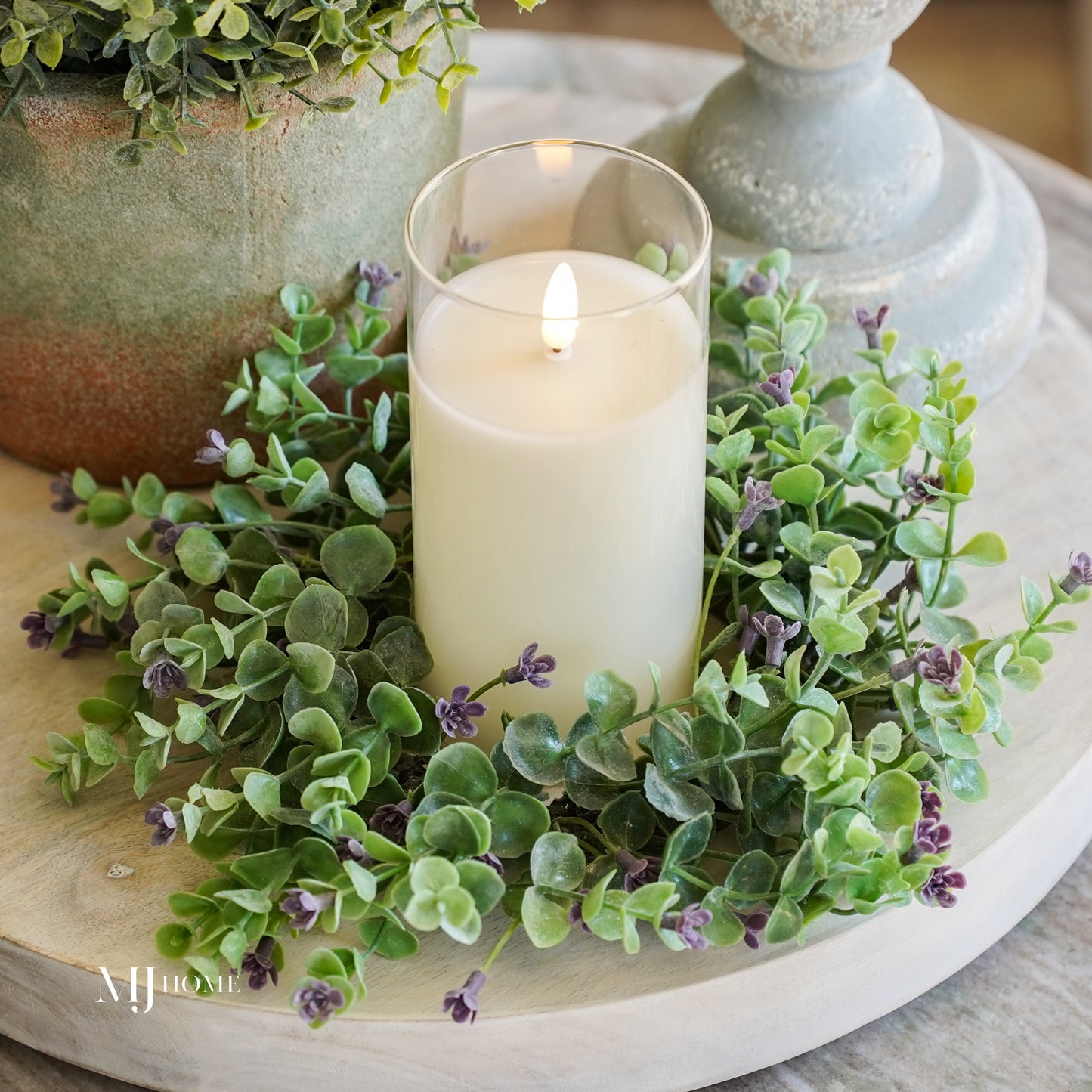Purple Buds and Eucalyptus Candle Ring