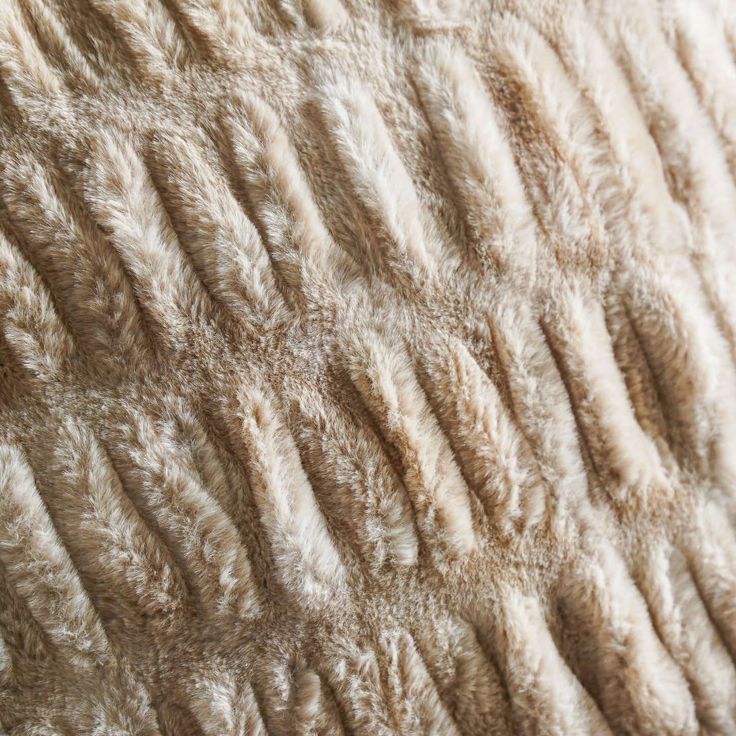 Cream Ribbed Faux Fur Pillow