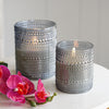 Grey Detailed Glass Flameless Candle