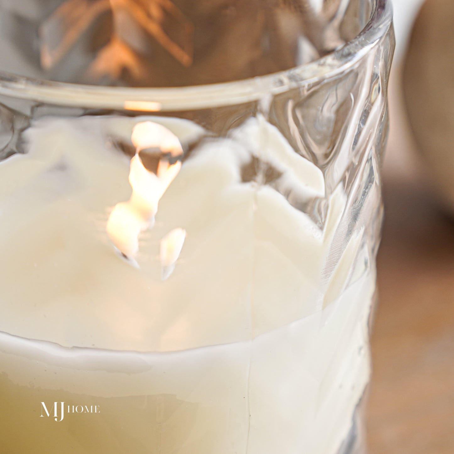 Clear Chevron Glass Flameless Candle