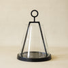 Glass and Iron Hurricane Lantern | Large Candle Holder