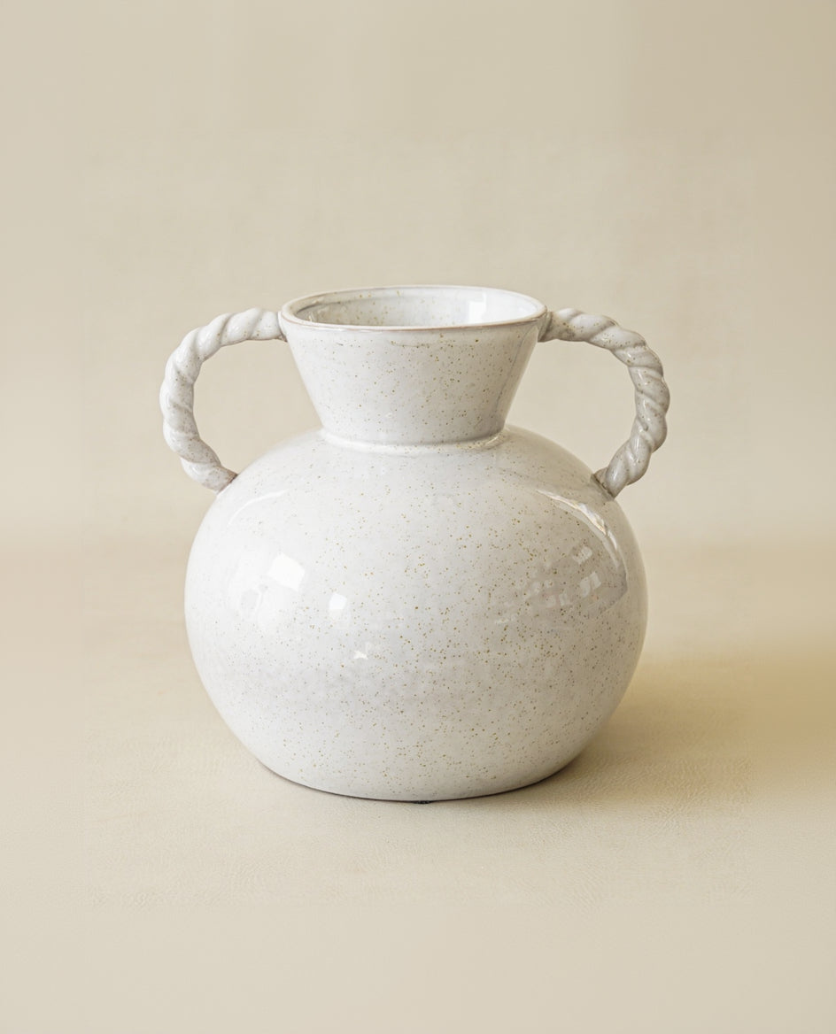 Twisted Handle Stoneware Vase