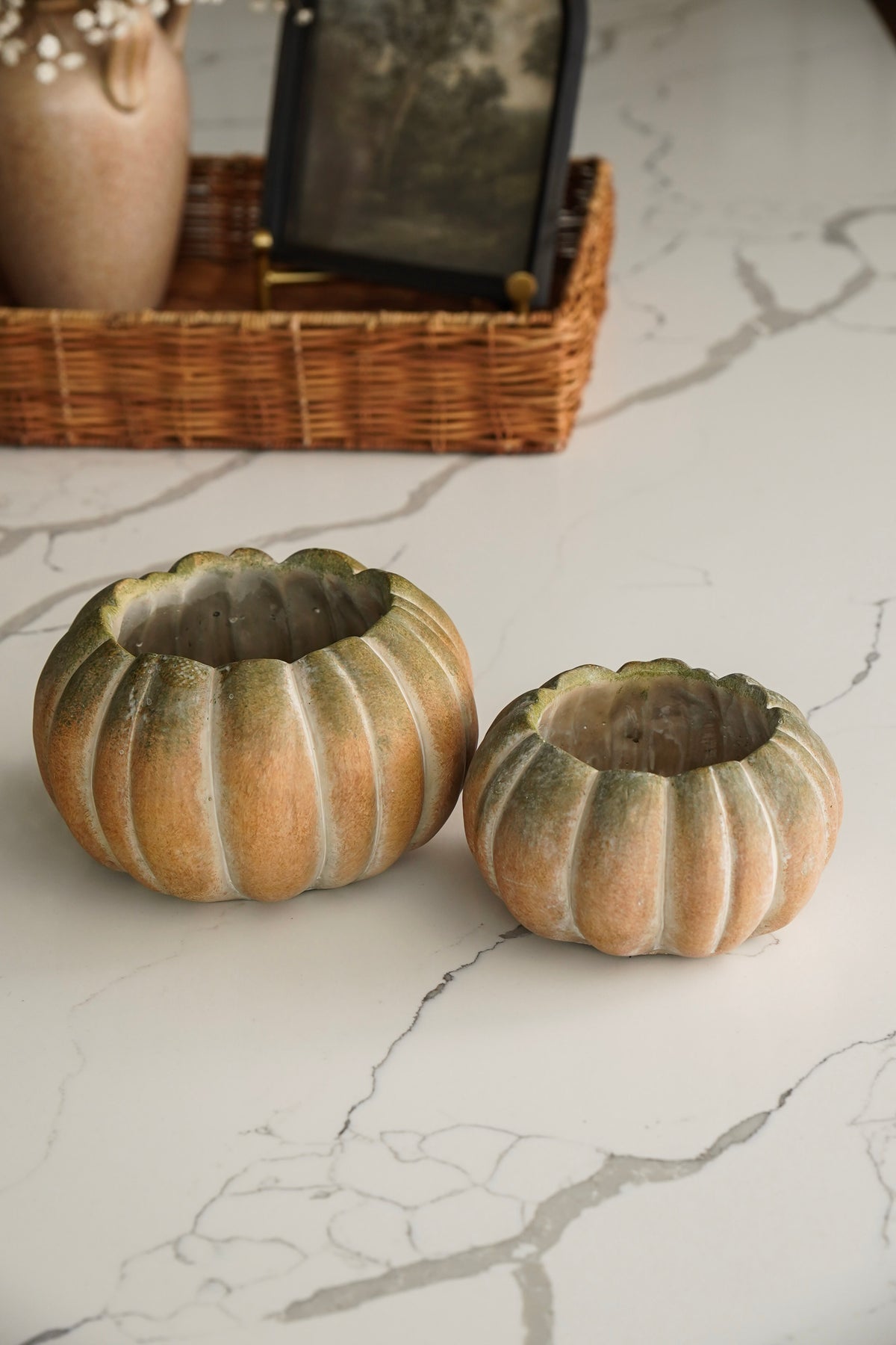 Weathered Stone Pumpkin Bowl