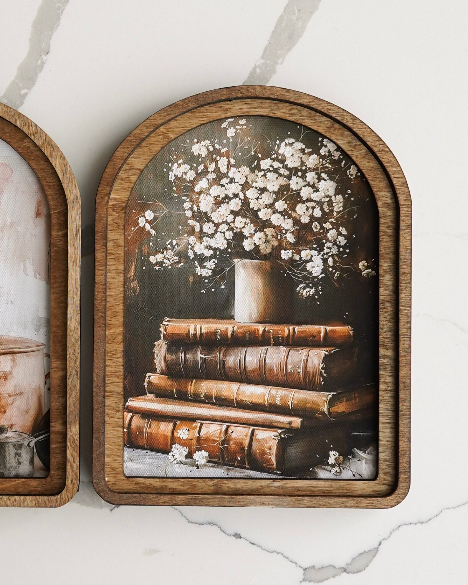 Gathered Pages Arched Framed Canvas