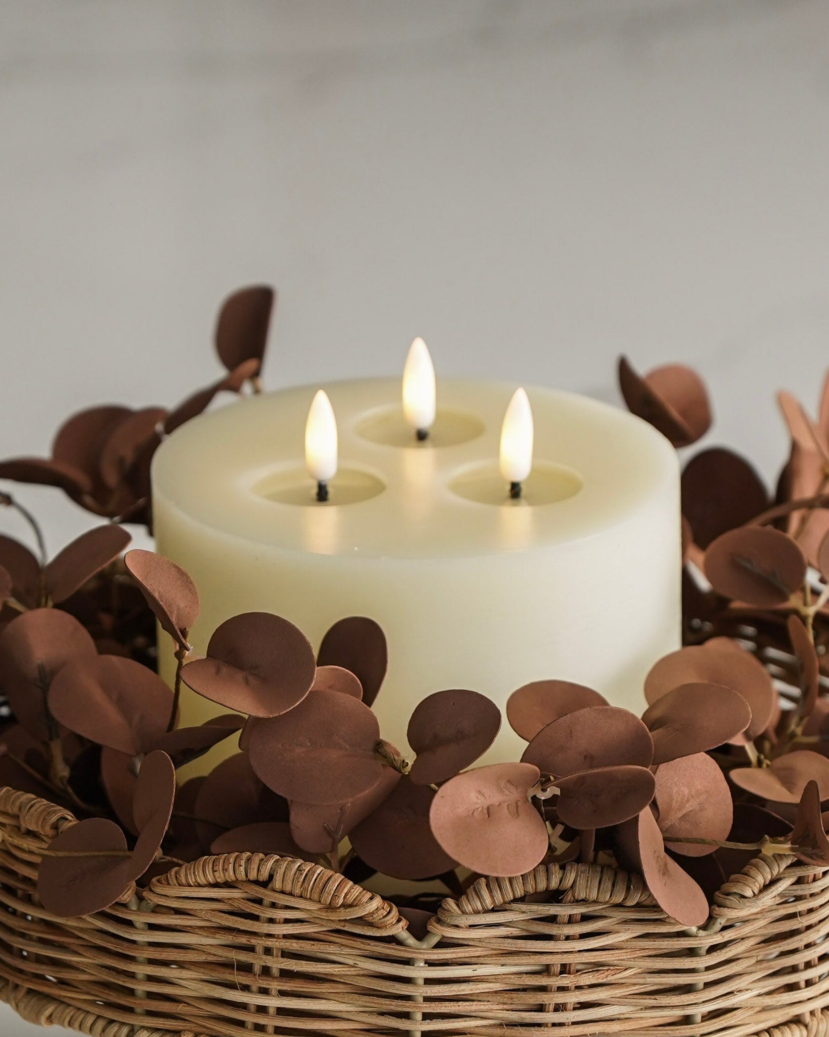 Triple Wick Flameless Pillar Candle