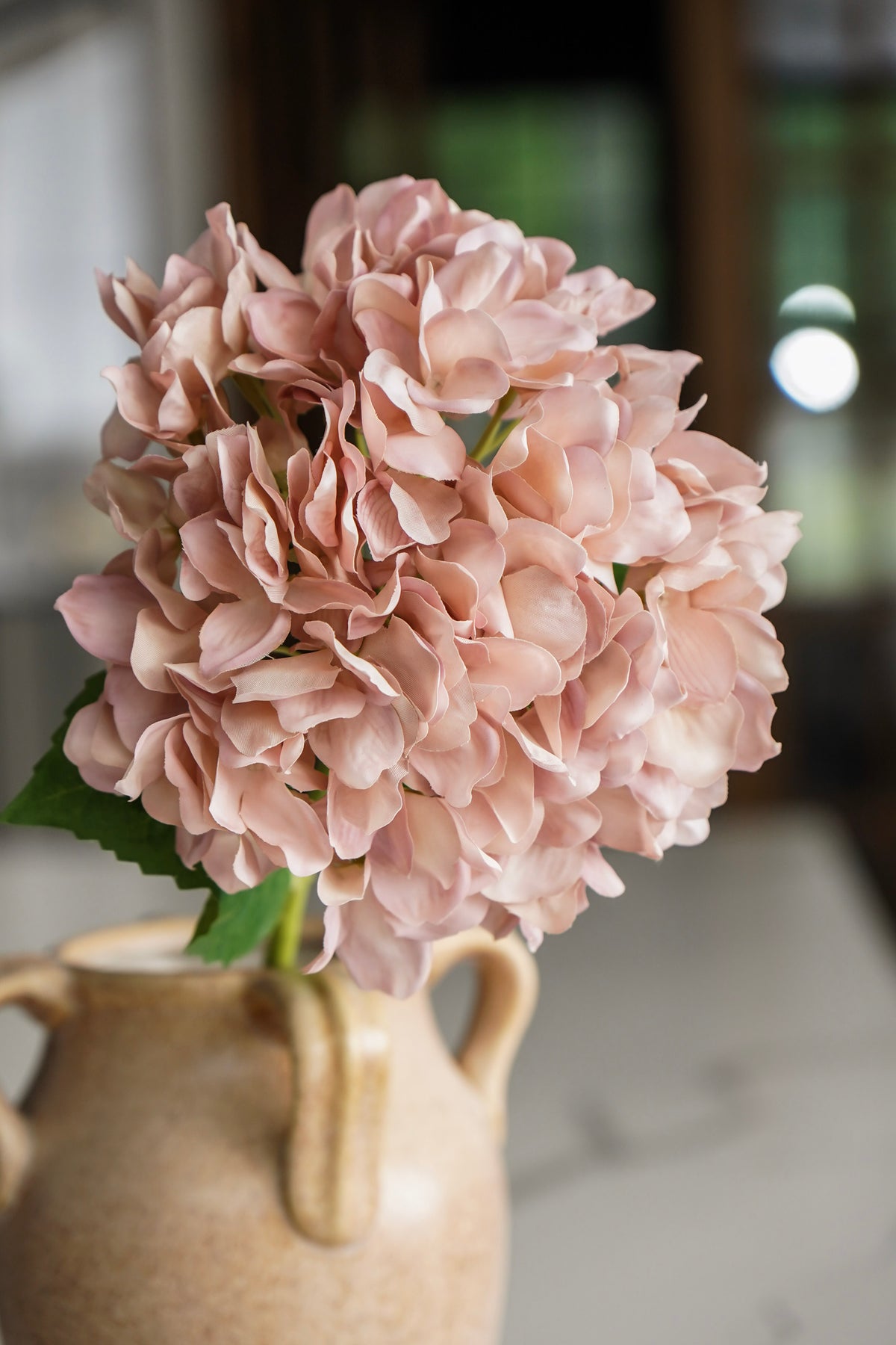 Faded Blush Real Touch Hydrangea Stem
