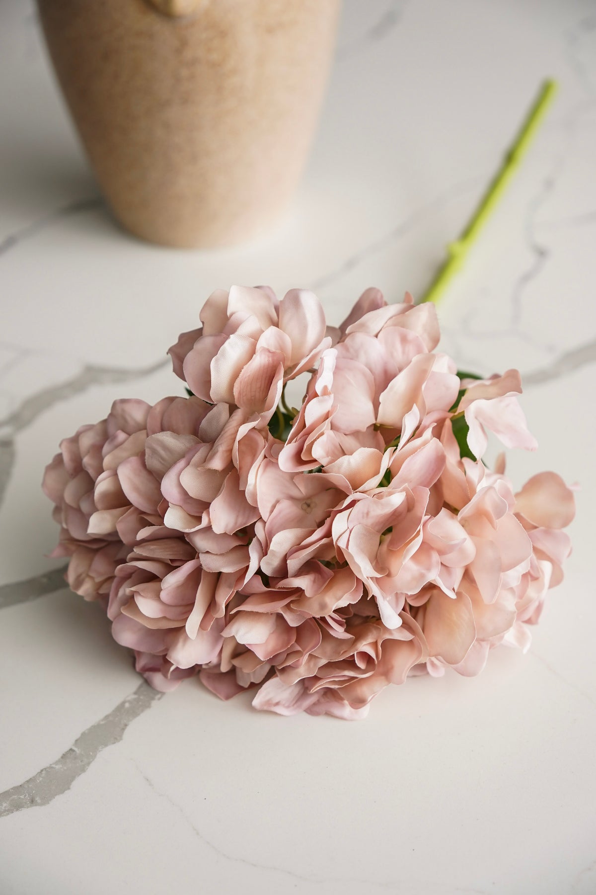 Faded Blush Real Touch Hydrangea Stem