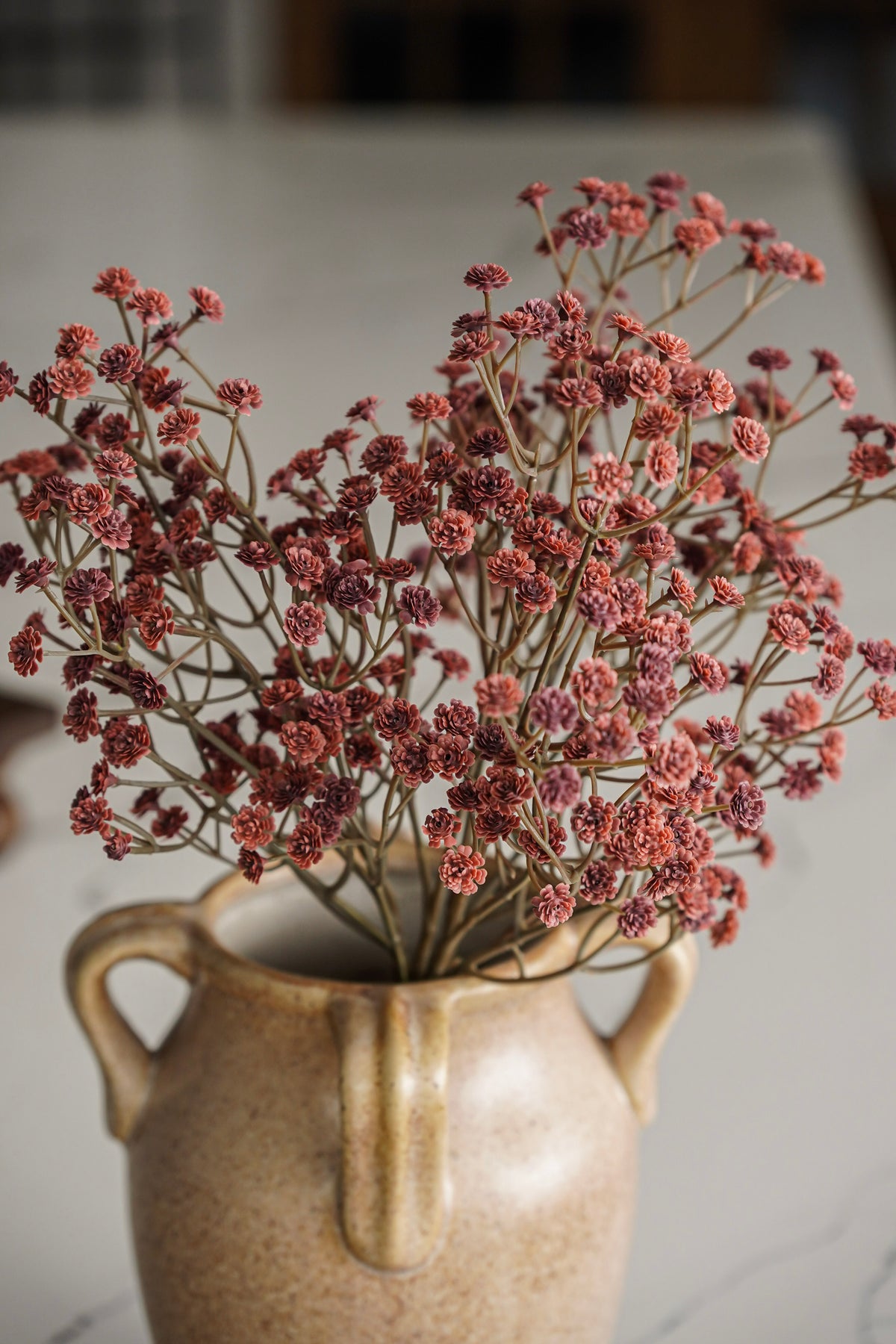 Real Touch Autumn Rose Baby’s Breath Bunch