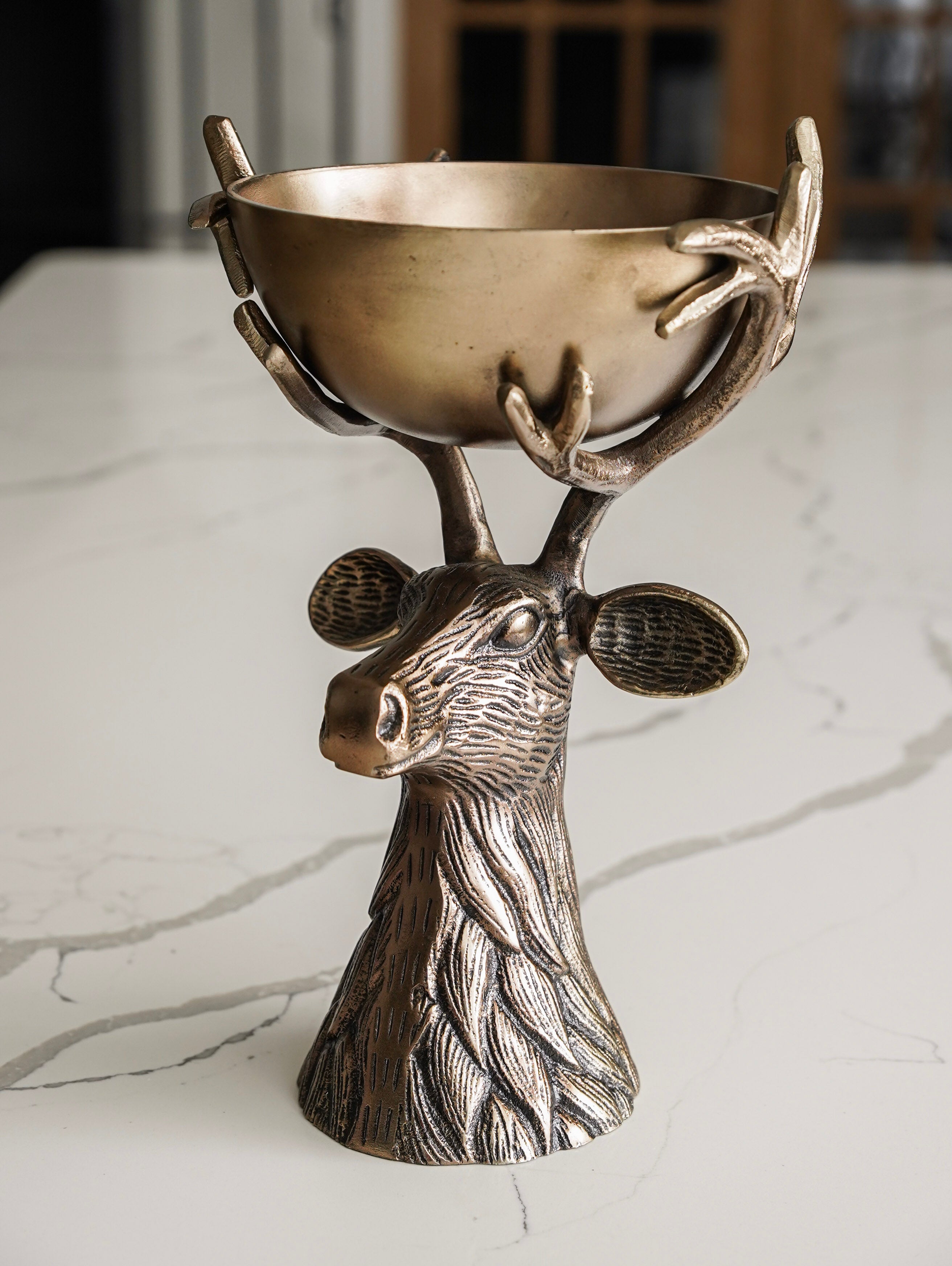 Antique Gold Deer Head Bowl