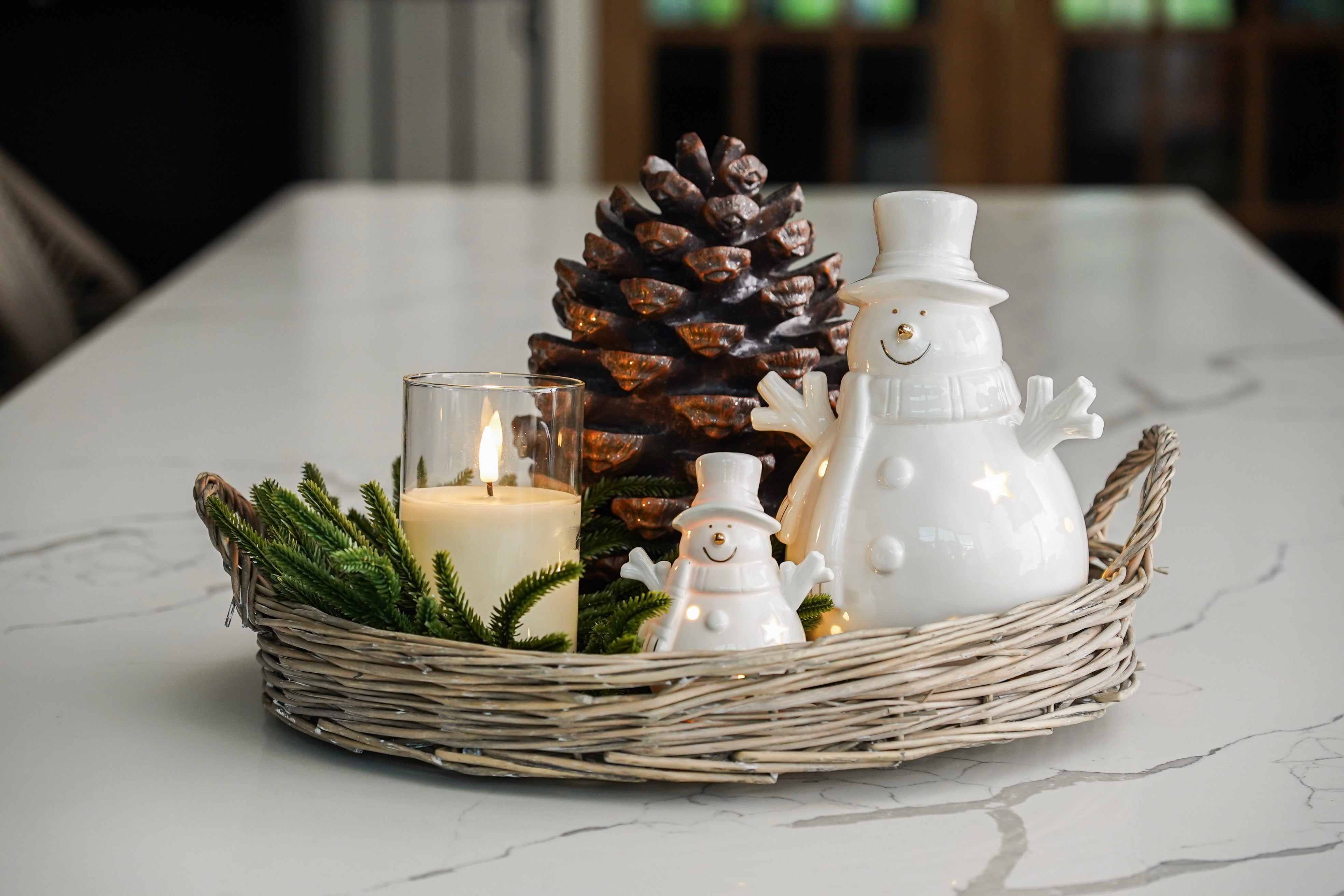 LED Ceramic Snowman Accent