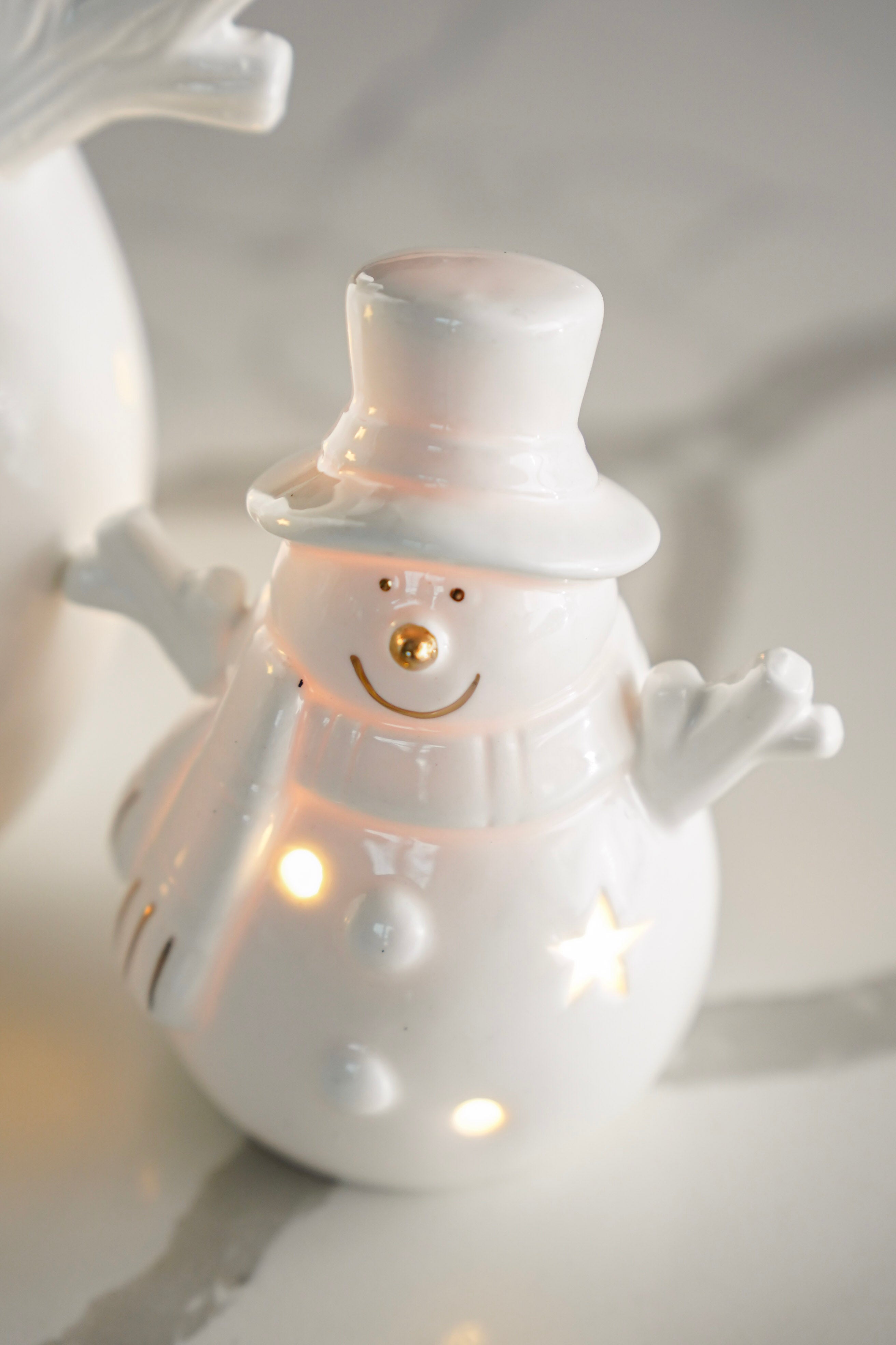 LED Ceramic Snowman Accent