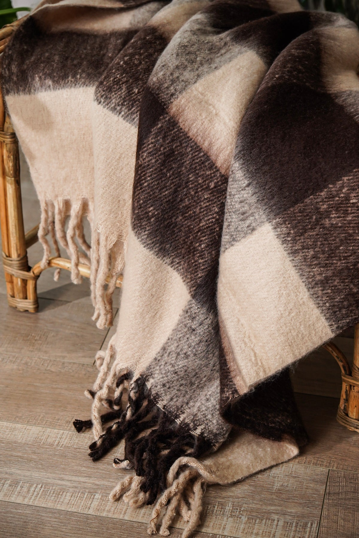 Brown Checkered Throw
