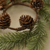 Muted Green Candle Ring with Mini Pinecones